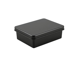 Black rectangular box with lid, isolated on transparent background