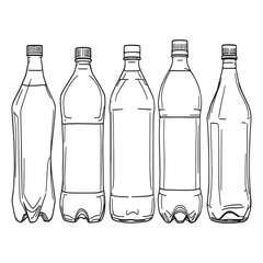 Hand drawn plastic bottles in clean vector format.eps