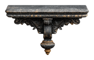 Elegant decorative wall shelf vintage style home interiors classic design view isolated on transparent background