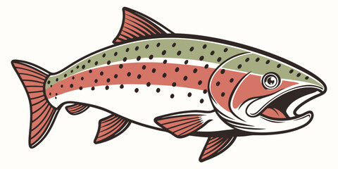 Colorful Rainbow Trout Fish Vector