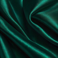 Fototapeta premium Emerald Green Satin Fabric Draped in Luxurious Style for Fashion or Interior Design