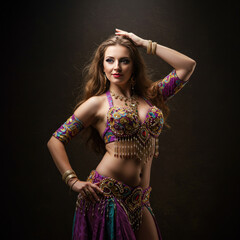 Mystical Belly Dancer in Gold Accents