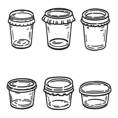 Line art collection of plastic containers for eco packaging.eps
