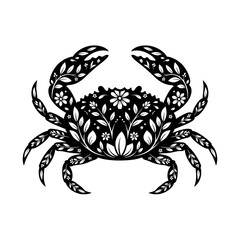 Fototapeta premium Ornate Floral Crab Silhouette with Intricate Botanical Details.