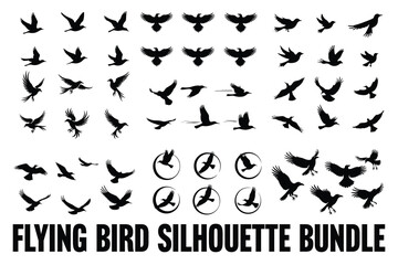 Naklejka premium Black Flying Bird Clipart Set