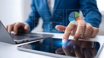 Modern Business Analytics: Digital Holographic Data Visualization Interface