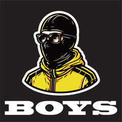 A vector illustration drawing of yellow black ultras hooligan logo