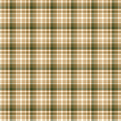 Seamless green plaid pattern on a textured fabric, perfect for a classic gingham tablecloth or checkered wallpaper design