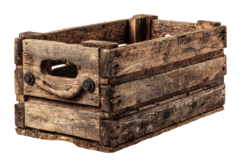 Rustic wooden crate displaying vintage charm in natural light environment still life isolated on transparent background