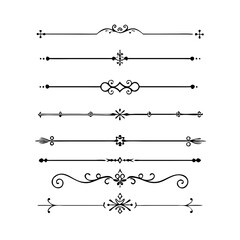 Obraz premium Set of Vintage decorative lines. text dividers. Line border. Lines separators, Borders, Vintage dividers, Underline elements. Vector illustration 