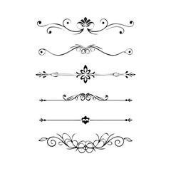 Obraz premium Set of Vintage decorative lines. text dividers. Line border. Lines separators, Borders, Vintage dividers, Underline elements. Vector illustration 