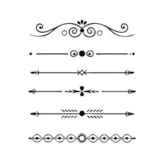 Obraz premium Set of Vintage decorative lines. text dividers. Line border. Lines separators, Borders, Vintage dividers, Underline elements. Vector illustration 