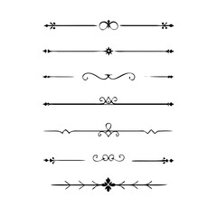 Set of Vintage decorative lines. text dividers. Line border. Lines separators, Borders, Vintage dividers, Underline elements. Vector illustration
