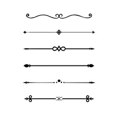 Set of Vintage decorative lines. text dividers. Line border. Lines separators, Borders, Vintage dividers, Underline elements. Vector illustration
