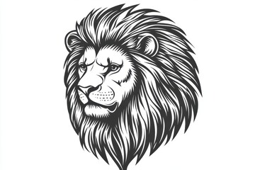 Majestic Lions Head Black And White Illustration