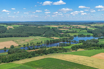 Fototapeta premium Blick zum Igelsbachsee in der Ferienregion Brombachsee bei Absberg in Mittelfranken