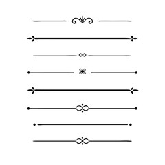 Set of Vintage decorative lines. text dividers. Line border. Lines separators, Borders, Vintage dividers, Underline elements. Vector illustration
