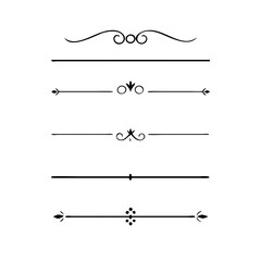 Set of Vintage decorative lines. text dividers. Line border. Lines separators, Borders, Vintage dividers, Underline elements. Vector illustration
