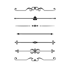 Set of Vintage decorative lines. text dividers. Line border. Lines separators, Borders, Vintage dividers, Underline elements. Vector illustration
