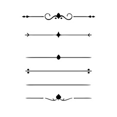 Set of Vintage decorative lines. text dividers. Line border. Lines separators, Borders, Vintage dividers, Underline elements. Vector illustration
