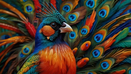 peacock feather close up