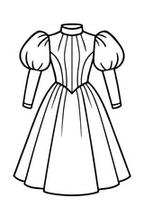 Vintage Puff Sleeve Dress Icon Vector - Classic Symbol for Fashion and Clothing