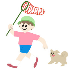 boy playing with a ball 강아지 여름방학  곤충채집