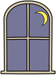 vector illustration 창문 달밤