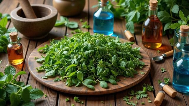 Crafting wellness with wholesome herbs and potent elixirs in stunning 4K video footage perfect for health, beauty, and natural remedy content