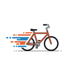 Fototapeta premium Stylized Orange Bicycle with Motion Lines, Black Tires, and Seat