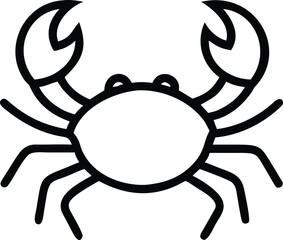 Artistic Contour: A detailed black line drawing of a crab, exhibiting its iconic form with meticulous detail and simple style.