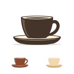 An illustration flat 2D icon Christmas classic coffee cup with saucer set illustration, vector clipart isolated on a transparent background — clean animation-style design, created by me, Cute design