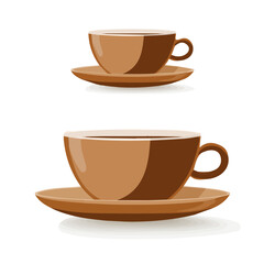 An illustration flat 2D icon Christmas classic coffee cup with saucer set illustration, vector clipart isolated on a transparent background — clean animation-style design, created by me, icon design