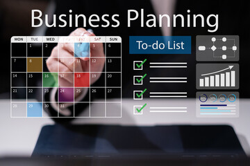 Professional entrepreneur business man woman schedule calendar planning office strategy management