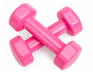 Pair of Pink Dumbbells for Fitness Exercise on White