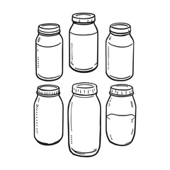 Minimalist yogurt container outline healthy dairy food illustration.eps