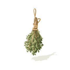 Simple illustration flat 2D icon dried herbs tied with twine illustration, vector clipart isolated on a transparent background — clean animation-style design, created by me, EPS format © Sabellatint
