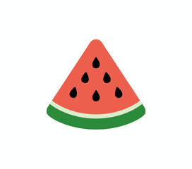 Vector illustration of a watermelon slice with seeds and green rind