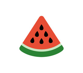 Vector illustration of a watermelon slice with seeds and green rind