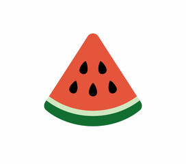 Vector illustration of a watermelon slice with seeds and green rind