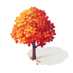 Flat 2D vector fall tree isometric view set for game and animation illustration, transparent background, modern and minimal clipart design by me. EPS, vectorized