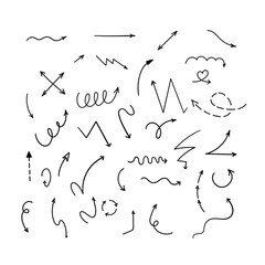 Creative Hand Sketched Arrow Icons – Vector Line Art, Doodle Arrows Set – Artistic Directional Symbols for Design Projects