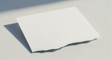 Blank White Paper Sheet on White Surface with Shadow in Natural Light