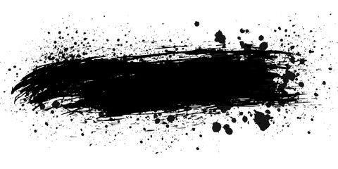 Abstract black in splash, paint, brush strokes, stain grunge isolated on white background  Abstract black in splash, paint, brush strokes, stain grunge isolated on white background