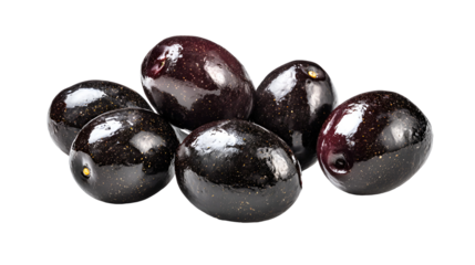 Shiny Black Olives Closeup Isolated on Black Background