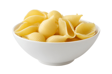 A bowl of uncooked pasta shells ready for cooking