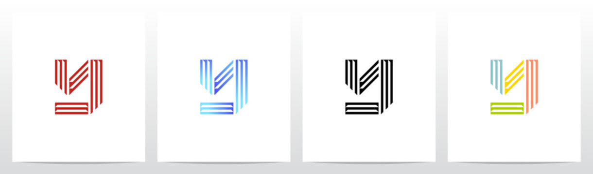 Retro Parallel Lines Letter Initial Alphabet Logo Design Y