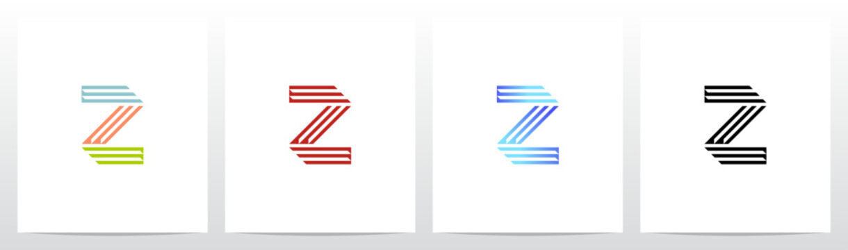 Retro Parallel Lines Letter Initial Alphabet Logo Design Z