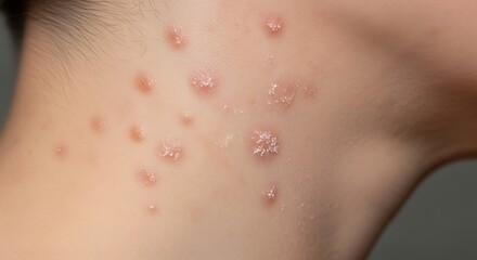 Fototapeta premium Close-up of Papular Tinea Versicolor Lesions on the Neck