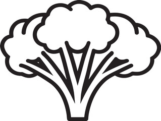 Clean and green broccoli icon in flat line vector